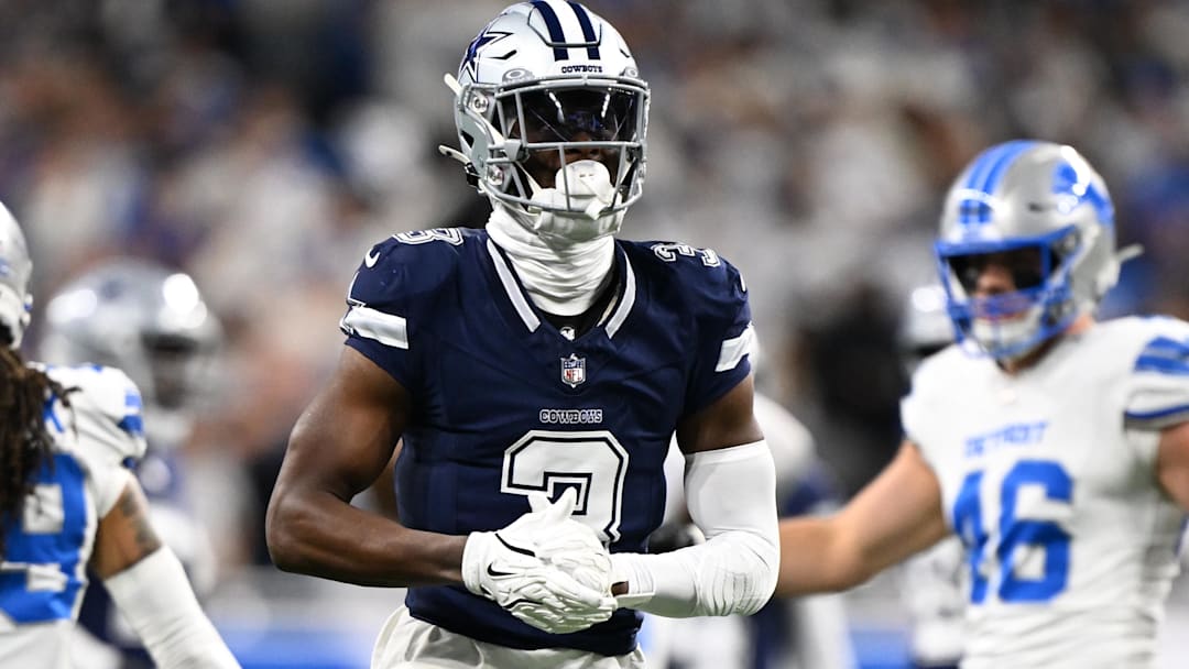 Dallas Cowboys wide receiver George Pickens during the first half against the Detroit Lions at Ford Field. Dallas Cowboys wide receiver George Pickens during the first half against the Detroit Lions at Ford Field.