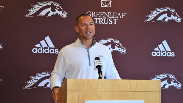 First-year head coach Lance Taylor talks to the media on Monday ahead of Western Michigan's home opener vs. St. Francis.