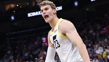 Oct 15, 2024; Salt Lake City, Utah, USA; Utah Jazz forward Lauri Markkanen (23): Rob Gray-Imagn Images