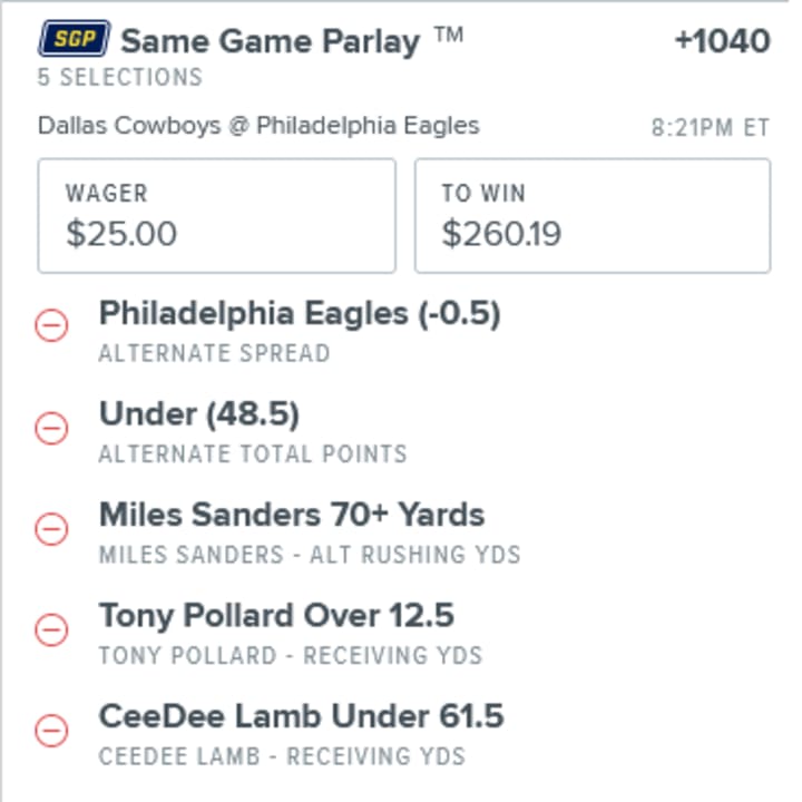 Cowboys vs. Eagles Best Same Game Parlay Picks for Sunday Night
