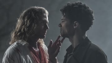 Jacob Anderson as Louis De Point Du Lac and Sam Reid as Lestat De Lioncourt - Interview of the Vampire _ Season 2, Episode 1 - Photo Credit: Larry Horricks/AMC
