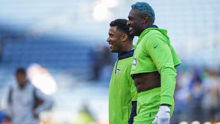 Russell Wilson & DK Metcalf during their Seahawk days