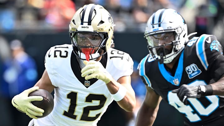 Saints WR Chris Olave (12) averaged four catches for 50 yards and scored just one touchdown in his eight games last season. Saints WR Chris Olave (12) averaged four catches for 50 yards and scored just one touchdown in his eight games last season.