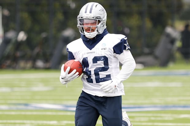 Dallas Cowboys RB Deuce Vaughn goes through a drill during practice at the Ford Center at the Star Training Facility.