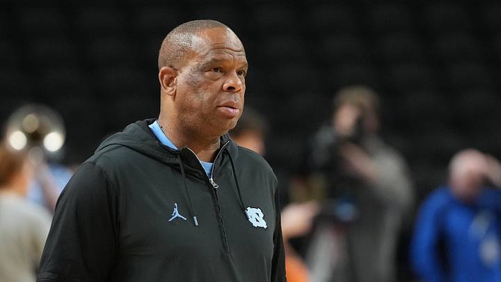 Mar 18, 2026; Greenville, SC, USA; North Carolina Tar Heels head coach Hubert Davis during a practice session ahead of the first round of the men's 2026 NCAA Tournament at Bon Secours Wellness Arena. Mandatory Credit: Bob Donnan-Imagn Images