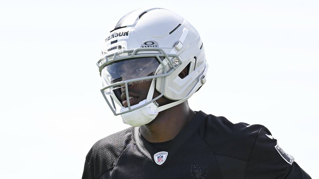 Las Vegas Raiders wide receiver Malik Benson runs a drill during organized team activities.