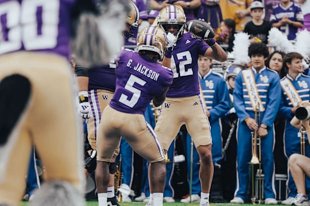 Giles Jackson and Denzel Boston celebrate a Boston TD catch. 