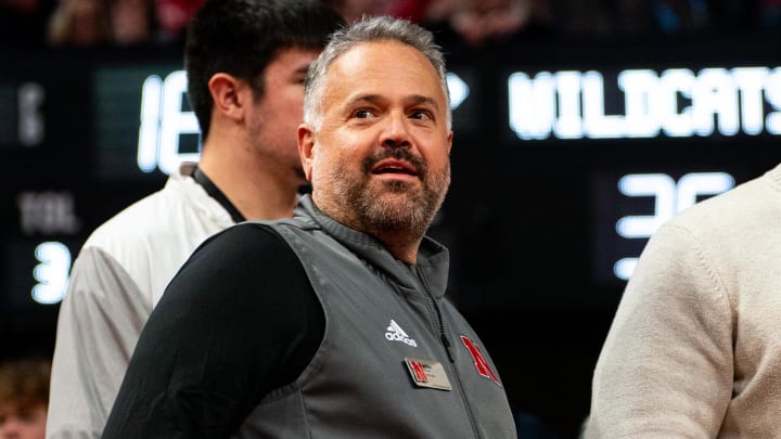 Jan 20, 2024; Lincoln, Nebraska, USA; Nebraska Cornhuskers football head coach Matt Rhule during the second half against the Northwestern Wildcats at Pinnacle Bank Arena.