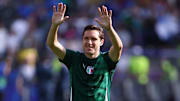Federico Chiesa of Italy during warm up before the Uefa Euro...