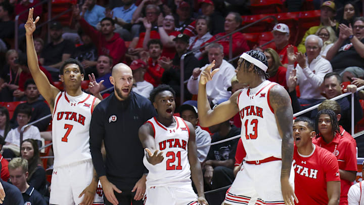 Utah Utes forward Kendyl Sanders (13) reacts to a shot against the San Jose State Spartans with teammates during the second half at Jon M. Huntsman Center. Utah Utes forward Kendyl Sanders (13) reacts to a shot against the San Jose State Spartans with teammates during the second half at Jon M. Huntsman Center.
