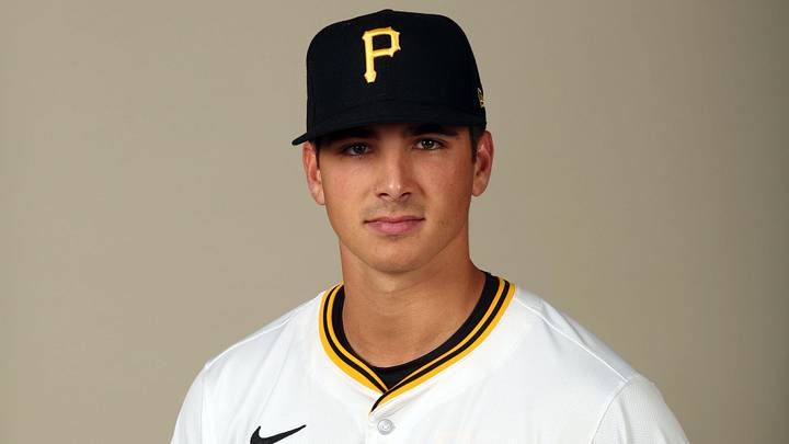 Feb 20, 2024; Bradenton, FL, USA;  Pittsburgh Pirates pitcher Thomas Harrington (78) poses for a photo during photo day at Pirate City. Mandatory Credit: Kim Klement Neitzel-Imagn Images
