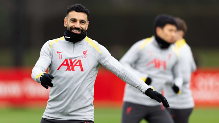 Mohamed Salah (left) in training as Liverpool prepares for Girona in the Champions League. Mohamed Salah (left) in training as Liverpool prepares for Girona in the Champions League.