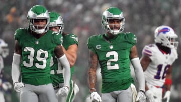 Nov 26, 2023; Philadelphia, Pennsylvania, USA; Philadelphia Eagles cornerback Eli Ricks (39) and