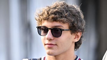 Oct 20, 2024; Austin, Texas, USA; Italian driver Andrea Kimi Antonelli walks through the track entrance before the 2024 Formula One US Grand Prix at Circuit of the Americas. Mandatory Credit: Jerome Miron-Imagn Images