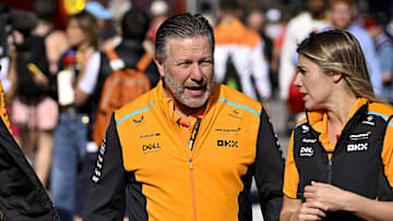 Oct 18, 2024; Austin, Texas, USA; McLaren Racing Chief Executive Officer Zak Brown walks through the paddock area before practice for the 2024 US Grand Prix at Circuit of the Americas. Mandatory Credit: Jerome Miron-Imagn Images