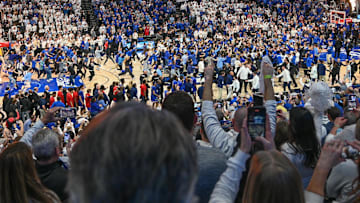 The scene at Creighton after the Bluejays upset No. 1 Kansas on Wednesday.