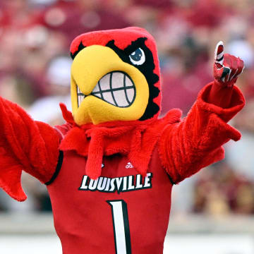 Sep 16, 2022; Louisville, Kentucky, USA;  The Louisville Cardinals mascot performs before the first half against the Florida State Seminoles at Cardinal Stadium.
