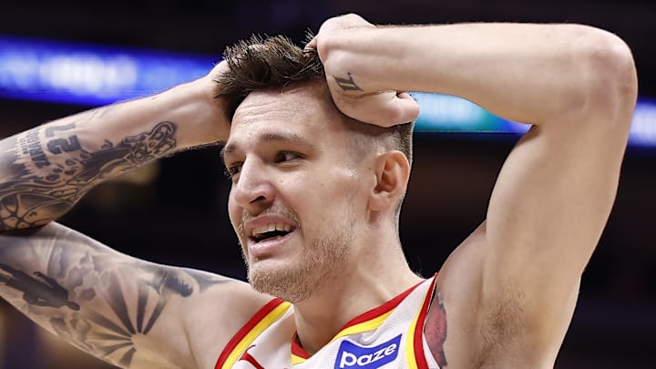 Atlanta Hawks forward Vit Krejci reacts after being called for a foul against the Sacramento Kings during the third quarter at Golden 1 Center