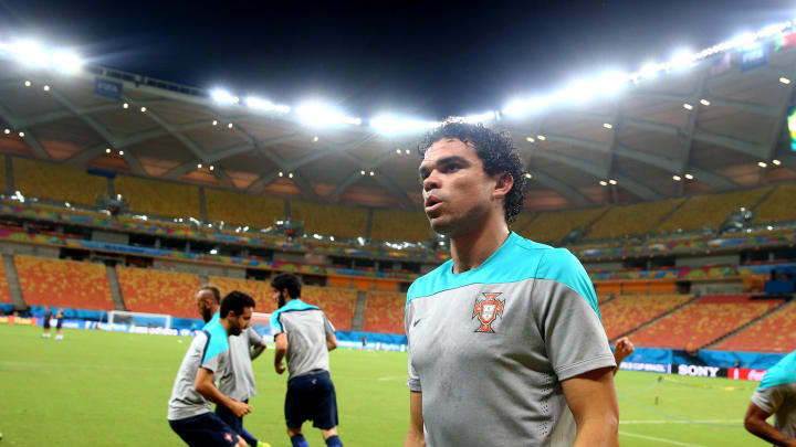 Jun 21, 2014; Manaus, BRAZIL; Portugal defender Pepe during team training at Arena Amazonia.