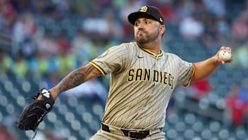 Aug 29, 2025; Minneapolis, Minnesota, USA; San Diego Padres starting pitcher Nestor Cortes (65) delivers a pitch against the Minnesota Twins during the first inning at Target Field. Mandatory Credit: Matt Krohn-Imagn Images