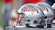 Detailed view of a UNLV Rebels helmet during the Guaranteed Rate Bowl at Chase Field. 