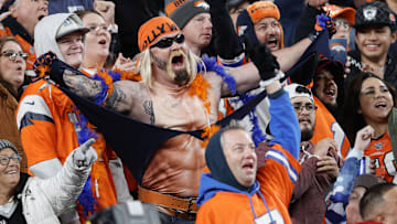 Nov 6, 2025; Denver, Colorado, USA; Denver Broncos fans react during the second half at Empower Field at Mile High. 