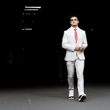 Aug 28, 2025; Minneapolis, Minnesota, USA; Minnesota Golden Gophers defensive back Koi Perich (3) walks onto the field before the game against the Buffalo Bulls at Huntington Bank Stadium. Mandatory Credit: Matt Krohn-Imagn Images