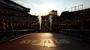 Aug 28, 2025; Minneapolis, Minnesota, USA; Minnesota Golden Gophers players take the field before the game against the Buffalo Bulls at Huntington Bank Stadium. Mandatory Credit: Matt Krohn-Imagn Images