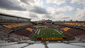 Aug 28, 2025; Minneapolis, Minnesota, USA; A general view of Huntington Bank Stadium before the game between the Minnesota Golden Gophers and the Buffalo Bulls. Mandatory Credit: Matt Krohn-Imagn Images