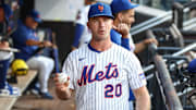 Aug 12, 2025; New York City, New York, USA;  New York Mets first baseman Pete Alonso (20) at Citi Field. Mandatory Credit: Wendell Cruz-Imagn Images