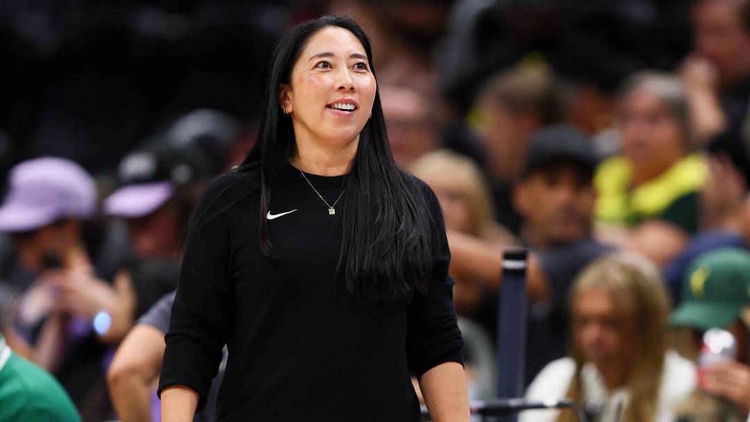 Jun 12, 2026; Seattle, Washington, USA; Golden State Valkyries head coach Natalie Nakase reacts in the second half against the Seattle Storm at Climate Pledge Arena. Mandatory Credit: Kevin Ng-Imagn Images