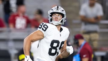 Las Vegas Raiders tight end Brock Bowers, Mandatory Credit: Mark J. Rebilas-Imagn Images