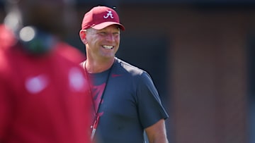 Alabama head coach Kalen DeBoer at practice on August 4, 2024