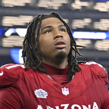 Nov 3, 2025; Arlington, Texas, USA; Arizona Cardinals defensive tackle Walter Nolen III (97) walks off the field after the game between the Dallas Cowboys and the Arizona Cardinals at AT&T Stadium. Mandatory Credit: Jerome Miron-Imagn Images