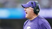 Aug 23, 2025; Dublin, IRELAND; Kansas State head coach Chris Klieman during the Aer Lingus Classic between Iowa State and Kansas State at Aviva Stadium. Mandatory Credit: Laszlo Geczo/INPHO via Imagn Images