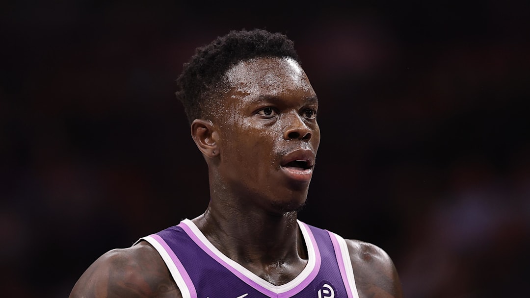 Nov 12, 2025; Sacramento, California, USA; Sacramento Kings guard Dennis Schroder (17) between plays against the Atlanta Hawks during the first quarter at Golden 1 Center. Mandatory Credit: Kelley L Cox-Imagn Images