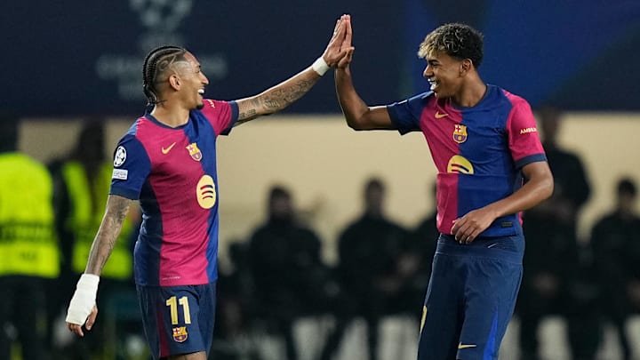 Raphinha (left) and Lamine Yamal (right) will hope to lead Barcelona to victory vs. Leganés. Raphinha (left) and Lamine Yamal (right) will hope to lead Barcelona to victory vs. Leganés.