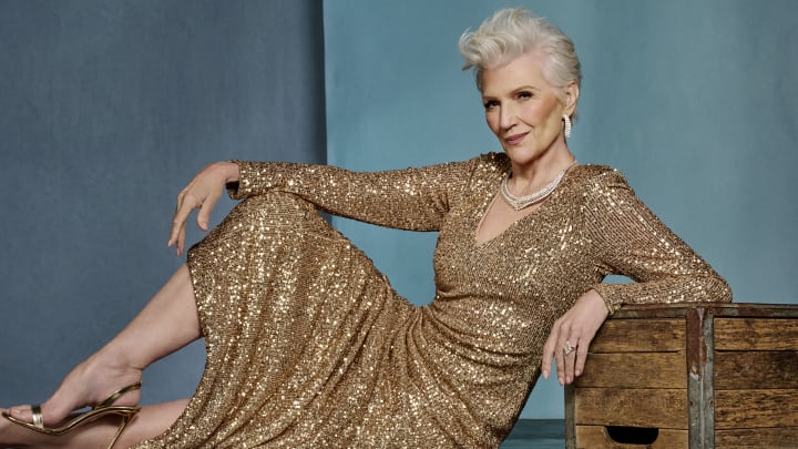 Maye Musk was photographed by Yu Tsai in Hollywood, Fla. Dress by Naeem Khan. Shoes by Aquazzura. Jewelry by Charlie Lapson.