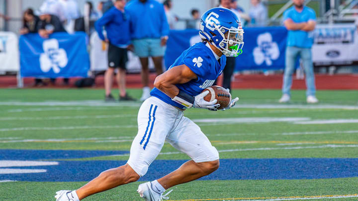 Detroit Catholic Central's Samson Gash returns a punt during a football game on Friday, Aug. 29, 2025.