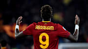 Tammy Abraham of AS Roma celebrates after scoring the goal...