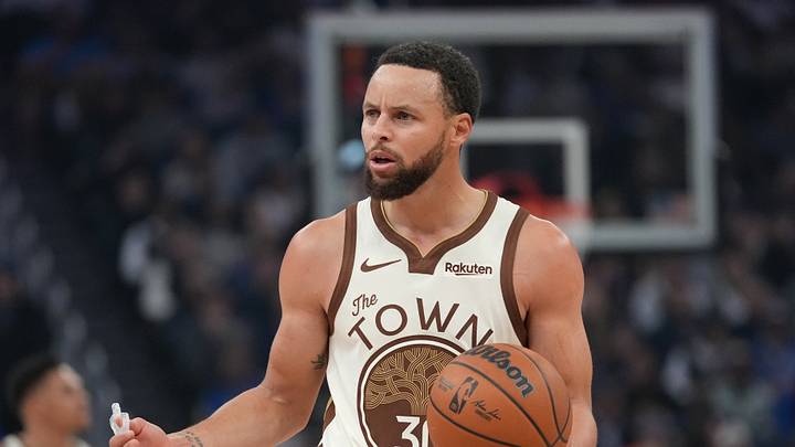 San Francisco, California, USA; Golden State Warriors guard Stephen Curry (30) reacts after committing a turnover against the Detroit Pistons in the first quarter at the Chase Center. Mandatory Credit: Cary Edmondson-Imagn Images