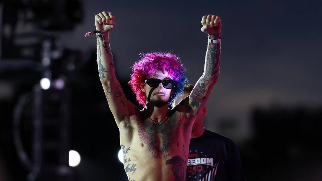 Jun 13, 2026; Washington, D.C., USA; Sean O'Malley walks out during weigh-ins for the UFC Freedom 250 at The Ellipse. Mandatory Credit: Amber Searls-Imagn Images