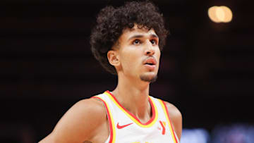 Zaccharie Risacher #10 of the Atlanta Hawks