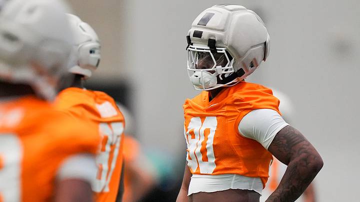 Tennessee defensive lineman Chaz Coleman (90) during the Vols' first spring football practice in Knoxville on March 16, 2026.
