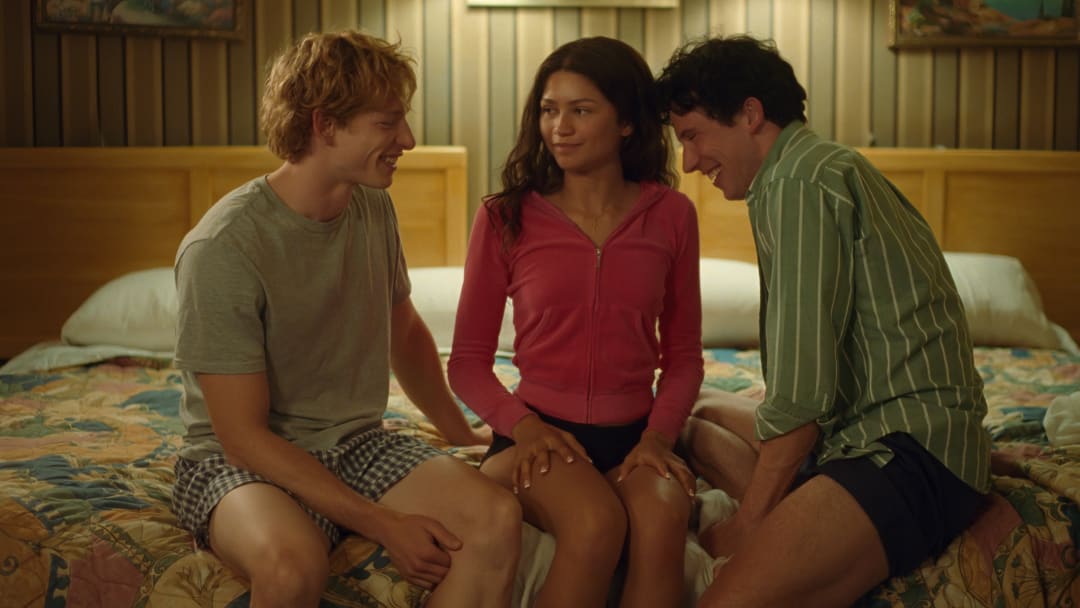 (L to R) Mike Faist as Art, Zendaya as Tashi and Josh O'Connor as Patrick in CHALLENGERS, directed by Luca Guadagnino, a Metro Goldwyn Mayer Pictures film. 
Credit: Metro Goldwyn Mayer Pictures
© 2023 Metro-Goldwyn-Mayer Pictures Inc. All Rights Reserved.