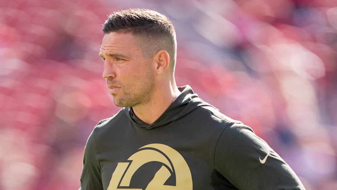 November 9, 2025; Santa Clara, California, USA; Los Angeles Rams defensive coordinator Chris Shula before the game against the San Francisco 49ers at Levi's Stadium. Mandatory Credit: Kyle Terada-Imagn Images