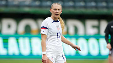  Under-23 Women's National Team forward Taylor Huff (13) yells during a match at Providence Park 
