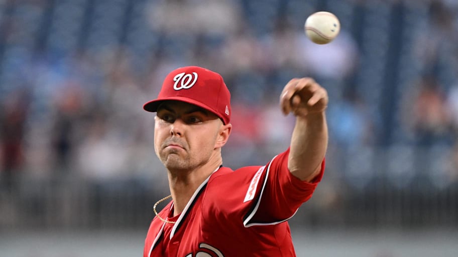 Washington Nationals starting pitcher MacKenzie Gore throws a pitch. | Rafael Suanes-Imagn Images