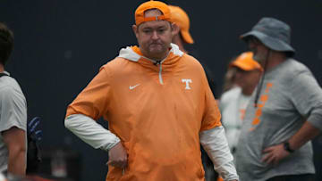 Tennessee head football coach Josh Heupel during Tennessee football preseason practice, in Knoxville, Tennessee, Aug. 6, 2025.