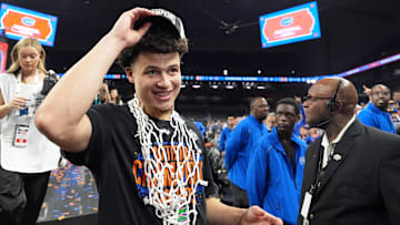 Florida Gators guard Walter Clayton Jr. celebrates after winning the national championship game of the Final Four.